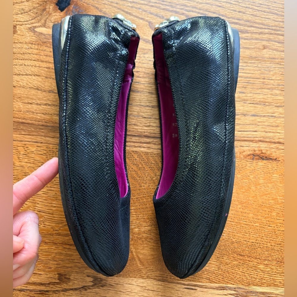 Soto Massini Milano Black Ballet Flats with Pink Insole- size 7-8 - Picture 9 of 11